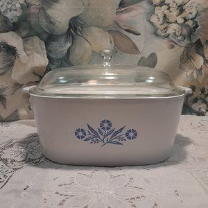 Vintage CorningWare P-84-B Blue Cornflower 5 Qt Casserole Dish with Lid 🌼🍽️
